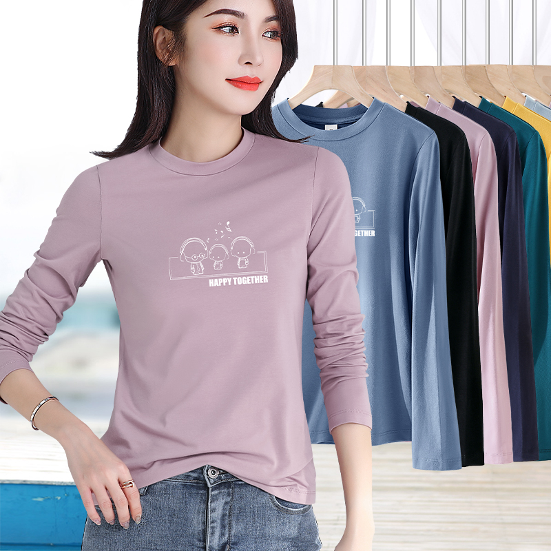 小高领长袖内搭打底衫印花t恤女