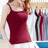 上衣打底衫 酒红色纯棉内搭基础细带吊带小背心女夏天大码 外穿无袖