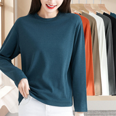 打底衫 上衣圆领内搭秋衣 宽松遮肚子女装 女秋冬胖mm加大码 t恤长袖