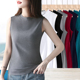 上衣t恤女2025年新款 春夏内搭外穿大码 修身 灰色半高领无袖 打底衫