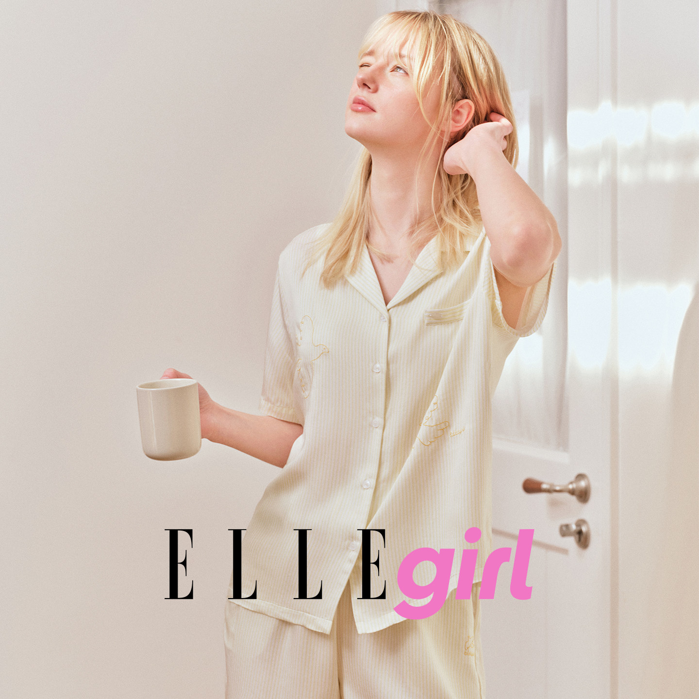 ELLEgirl少女莱赛尔条纹睡衣薄款