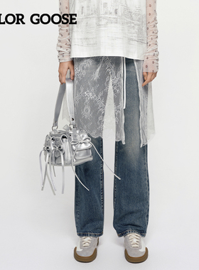 COLOR GOOSE彩鹅 春夏装饰系带围裙时尚潮流白色系半身裙