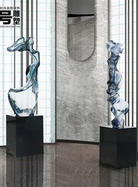 现代轻奢透明树脂雕塑摆件酒店大堂抽象艺术售楼处过道落地装饰品