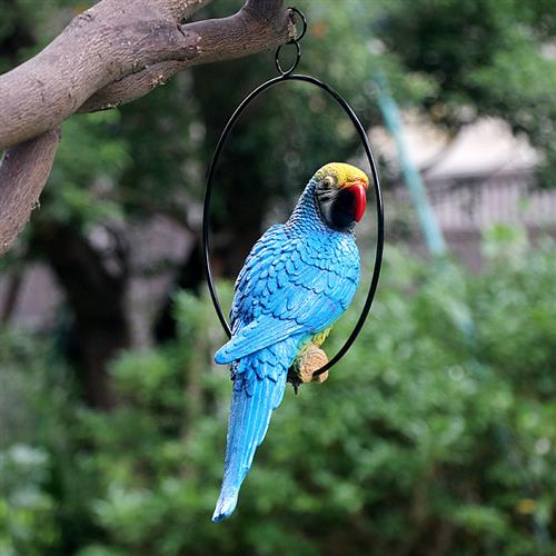 户外园林庭院仿真鹦鹉鸟类雕塑园艺设计树木创意动物工艺品挂件