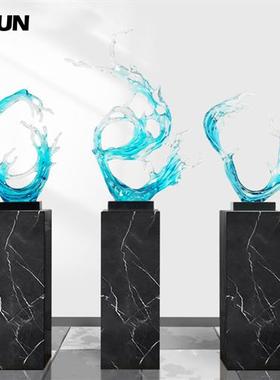 现代创意透明树脂摆件酒店售楼处家居玄关客厅办公室水花艺术雕塑