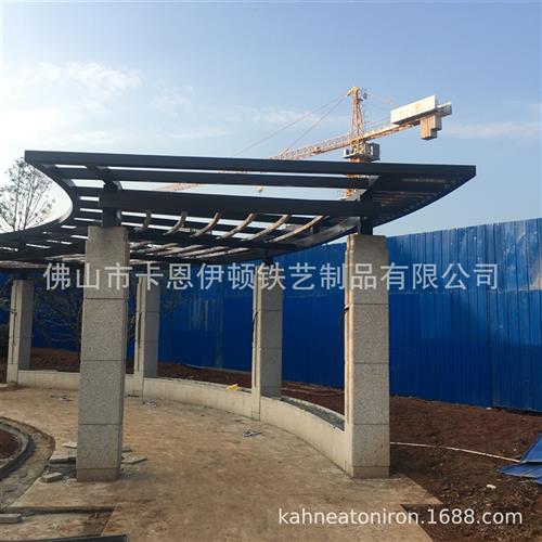 钢结构铁艺长廊不锈钢玻璃艺术廊架铝凉亭屏风格栅厂家加工安装