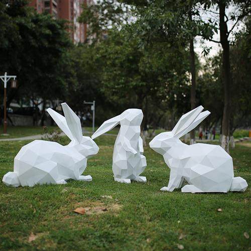 几何兔子雕塑商场售楼处公园草坪玻璃钢抽象动物园林景观装饰摆件,家居饰品,装饰摆件,淘宝优惠券,粉丝福利购,淘宝优惠卷