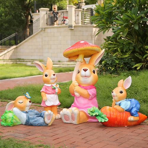 玻璃钢雕塑兔子户外小区园林景观小品幼儿园花园庭院草坪装饰摆件