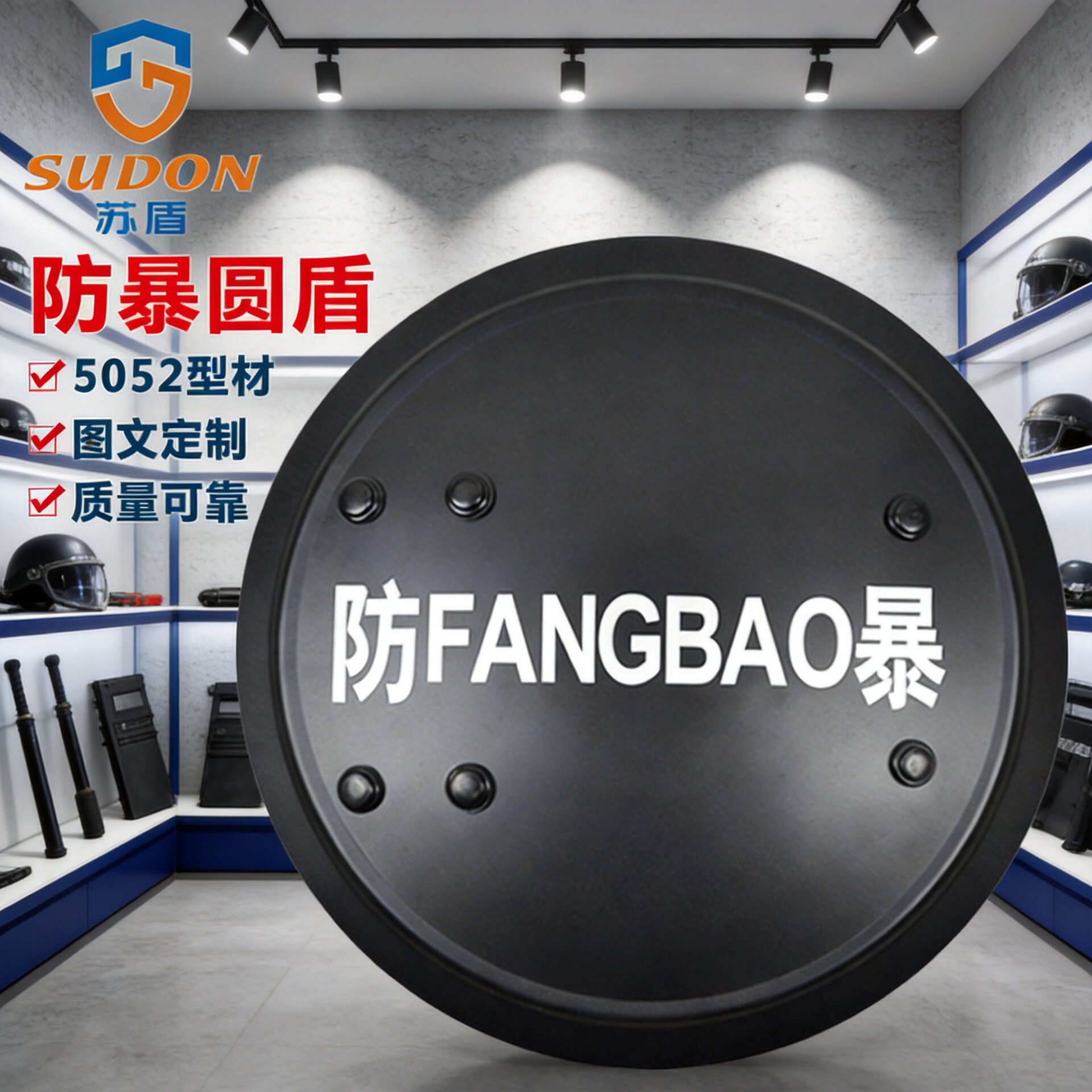 厂家手持铝合金防暴盾牌 保安器材安防装备用品 圆形战术盾牌