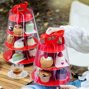 2026新年纸杯蛋糕包装盒杯子蛋糕盒甜品双层礼盒甜品台多层打包盒
