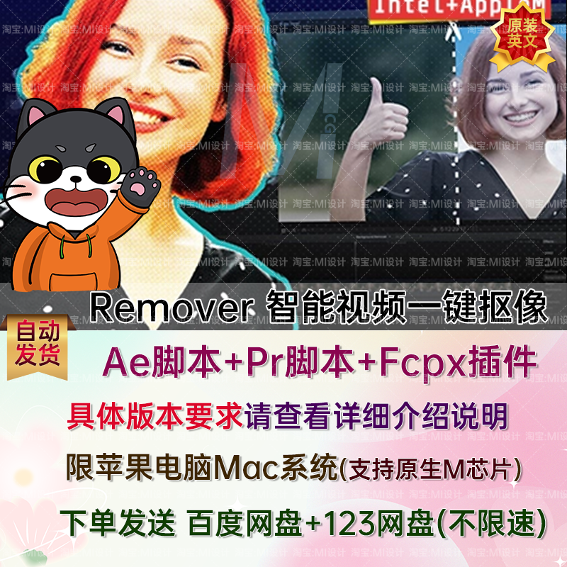 Background Remover 智能视频一键抠人抠像去背景插件 AE/PR/FCPX