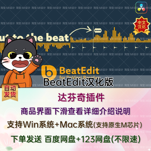 中文汉化BeatEdit V1.2 达芬奇插件音乐鼓点自动节拍标记卡点脚本