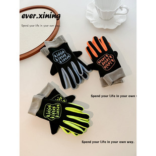 秋冬季儿童户外骑行保暖手套防寒风防滑可爱男女童小学生骑车运动