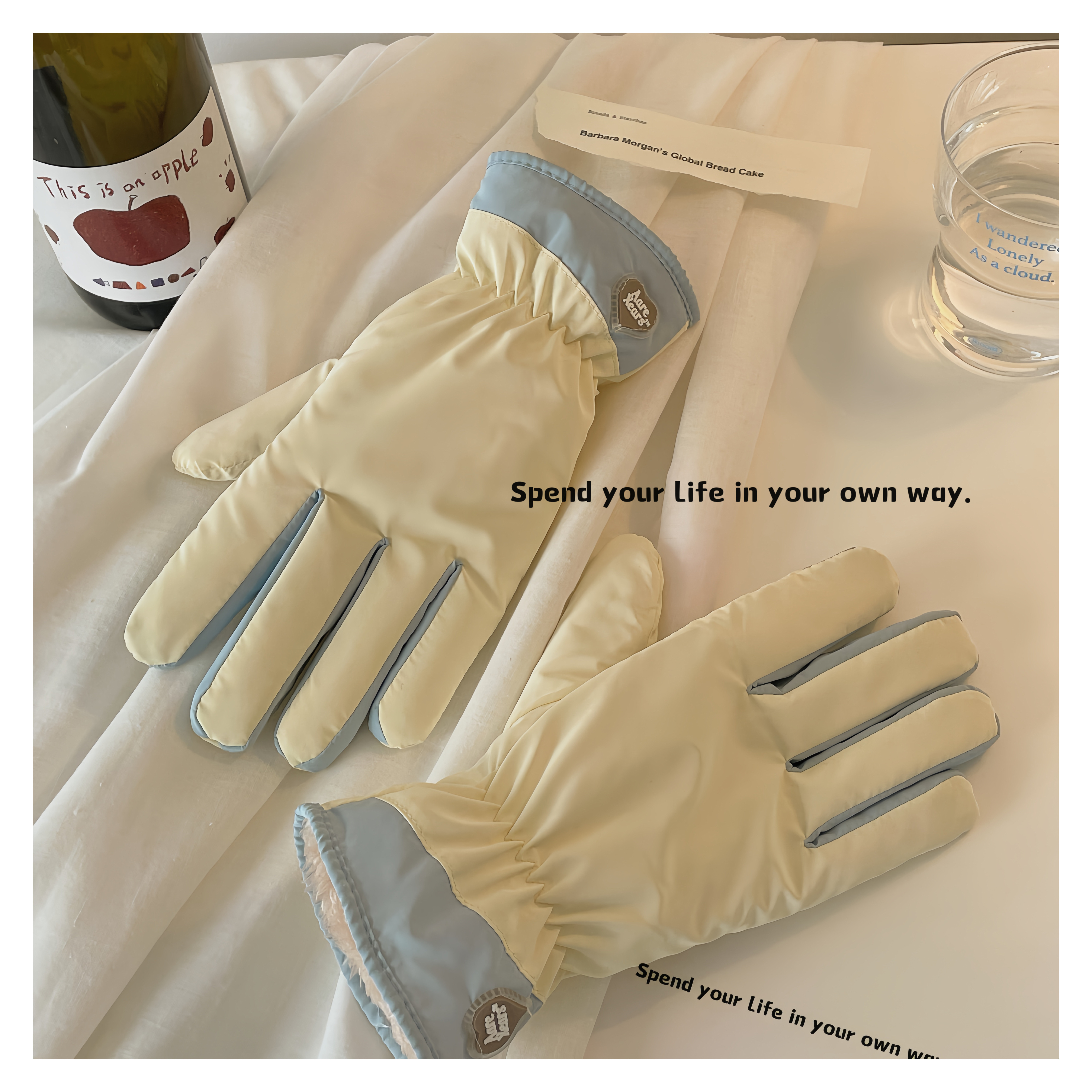 保暖手套女冬可爱学生加绒加厚防滑触屏骑电动车防寒风防泼水滑雪