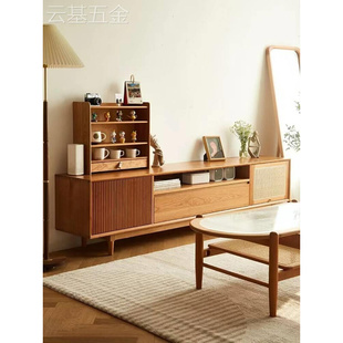 电视柜实木落地客厅家用现代简约日式 小户型卧室复古矮地柜储物柜
