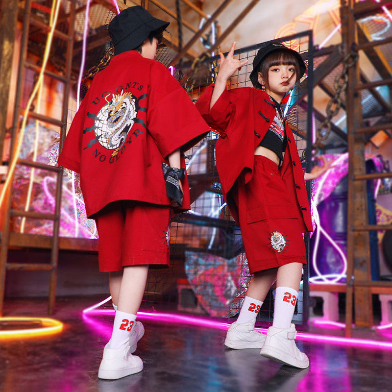 新品街舞儿童潮服男童架子鼓演出服hiphop少儿Q嘻哈服装表演服帅