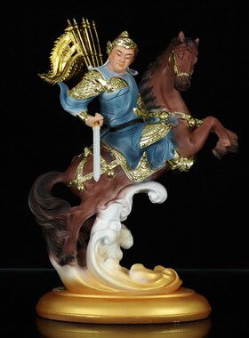 新品报马将军黄小跑像黄小乐骑马将军家用堂M口树脂工艺品装饰品