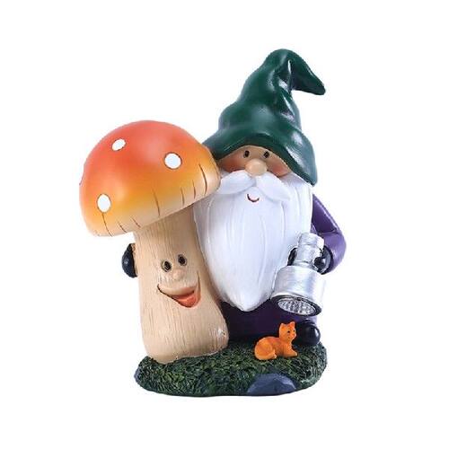 极速Garden Gnome Statque Outdoor Gnome Holding Mushroom Figu