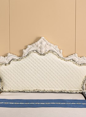 极速现代布艺灰色简约床头罩床头套夹棉H纯色实木半包防尘罩欧式