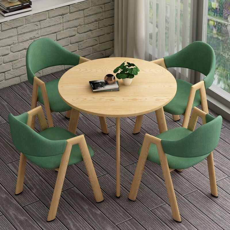 极速2023奢丽莱北欧餐桌椅组y合小户型圆桌铁艺A字椅商务洽谈桌椅