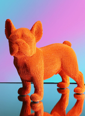 极速欧式b创意摆件客厅玄关桌面动物工艺品颗粒狗树脂雕塑