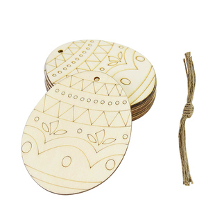 极速10pcs DIY Hapmpy Easter Wooden Rabbit Egg Pendants Unfin