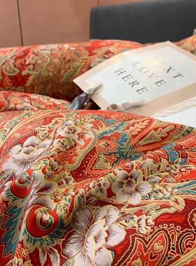 极速l新婚礼g8支长绒0棉嫁贡缎四件套床上用品婚庆礼物大囍红色被