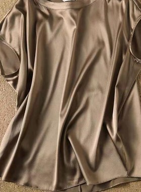 极速Silk Thin Short Sleeve Tees KoreanI Style Slip Woman Sum