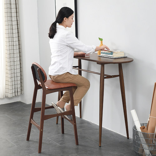 新品实木吧台桌家用家庭靠窗现代吧台隔断柜厨房餐W桌一体北欧高