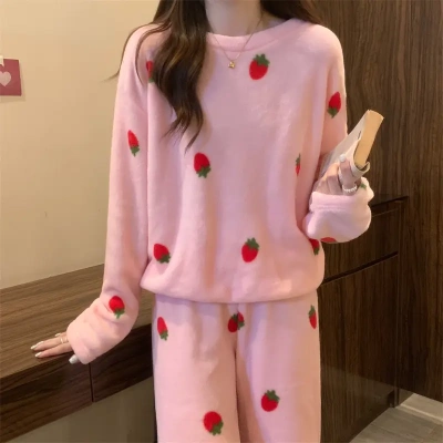 珊瑚绒睡衣女秋冬家居服冬季加绒