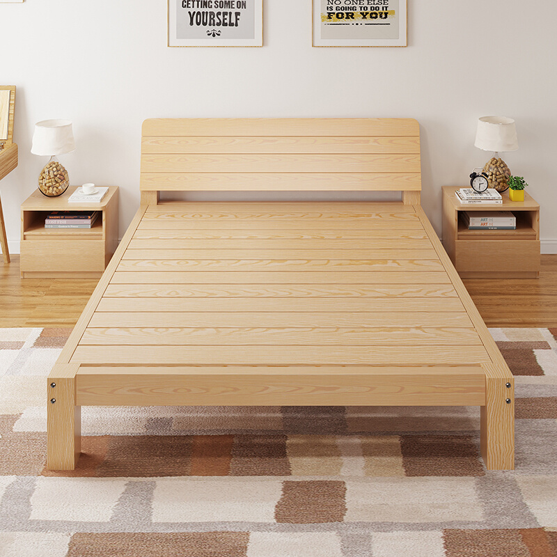 实木床出租房现代简约1.5米双人床1.8经济型家用简易单人床架1.2m