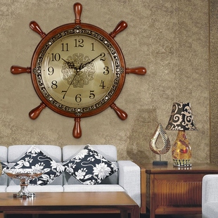 个性 钟表客厅大实木家用挂钟创意时钟欧式 壁钟静音石英钟新款