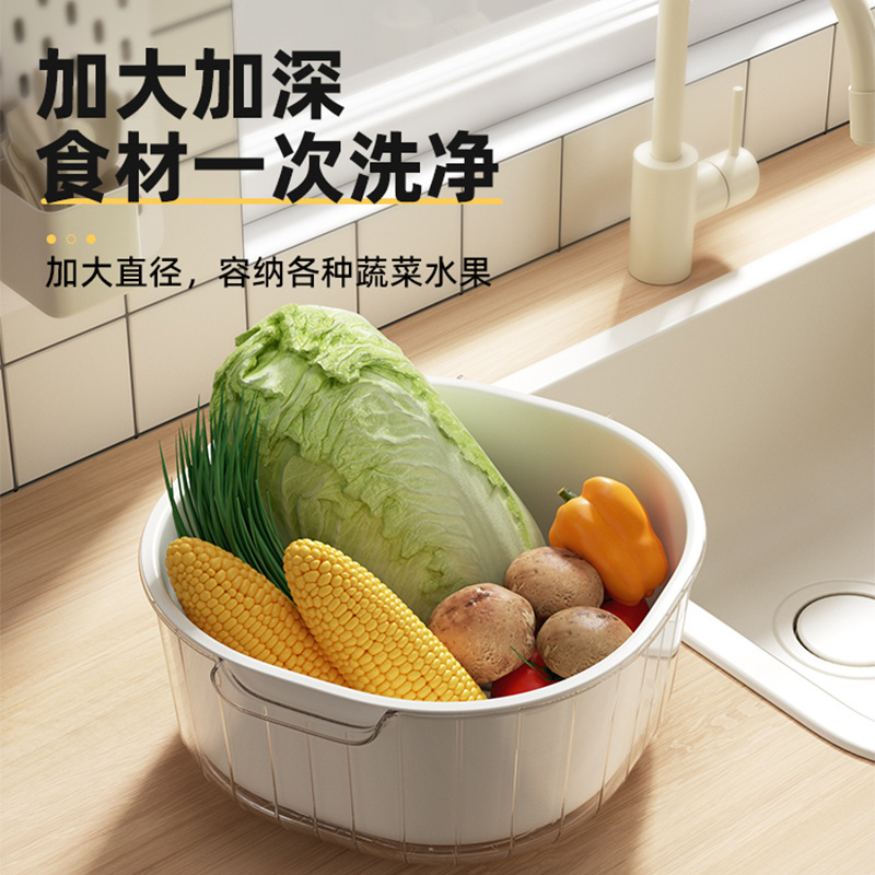 Kitchen drain basket Double-layer large capacity fruit and v 餐饮具 沥水篮/漏水筛 原图主图