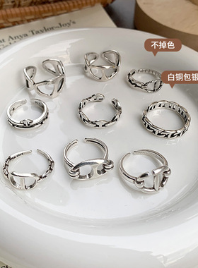 Pig Nose 925 silver ring does not fade retro hand jewelry ni