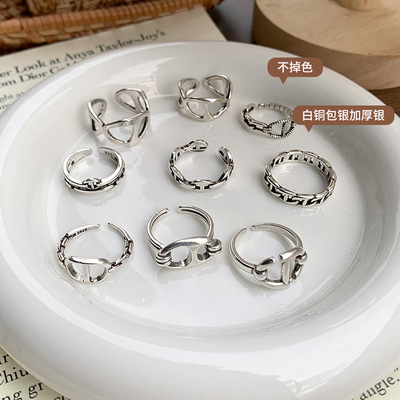 Pig Nose 925 silver ring does not fade retro hand jewelry ni