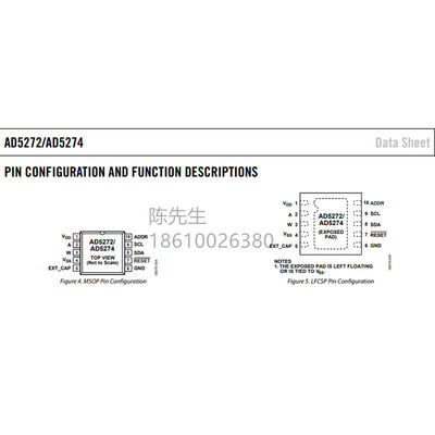 全新原装AD5272BCPZ-20-RL7 AD5272BCPZ 丝印：DE4 封装：LFCSP10