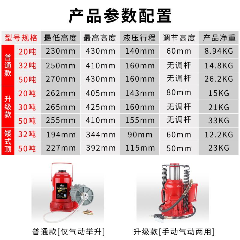 气动立式液压千斤顶20T30T50T重型油压千斤汽车专用家用换胎工具