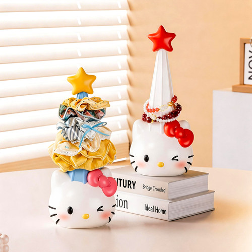 kitty猫圣诞帽发圈收纳摆件