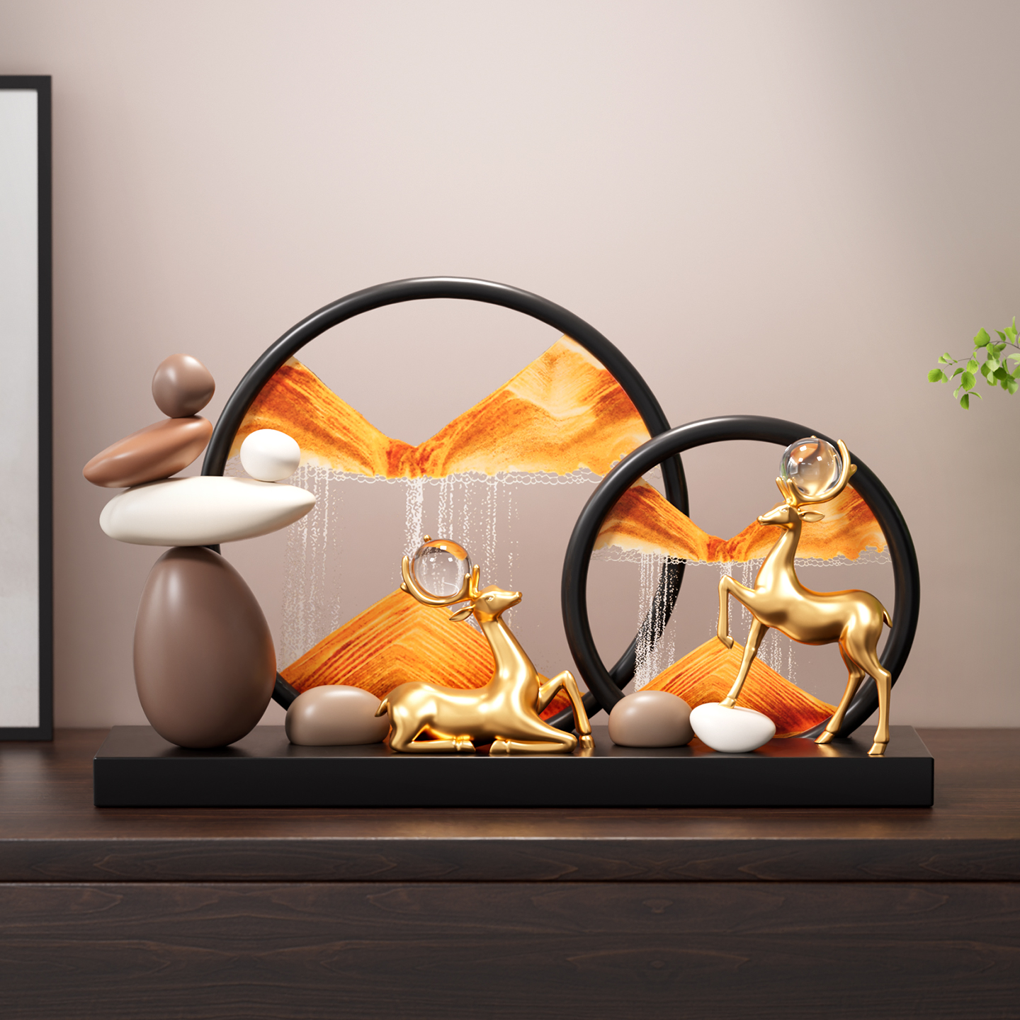 桌面时来运转流沙画摆件