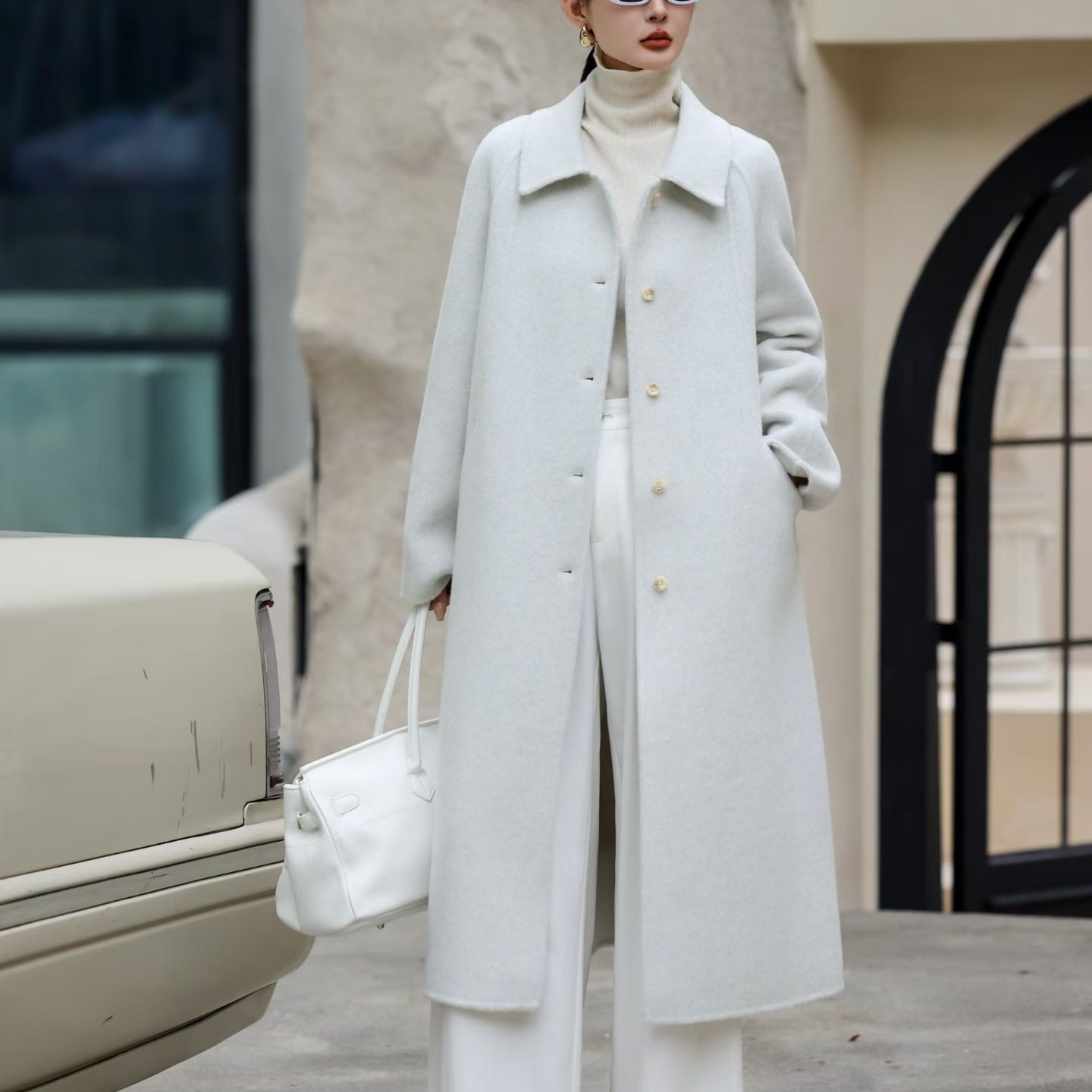 双面羊绒大衣女中长款韩版宽松