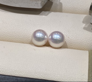 广西北海天然珍珠耳钉7-8mm海水okoya高品耳钉耳环日常百搭批发价