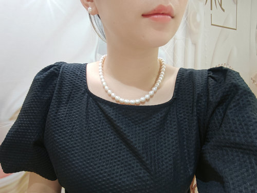 母亲节特惠送礼盒/耳钉广西北海天然珍珠项链8-9MM圆润项链送长辈