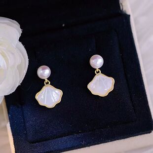 广西北海天然珍珠耳钉女轻奢简约小众精致百搭高级感复古女气质
