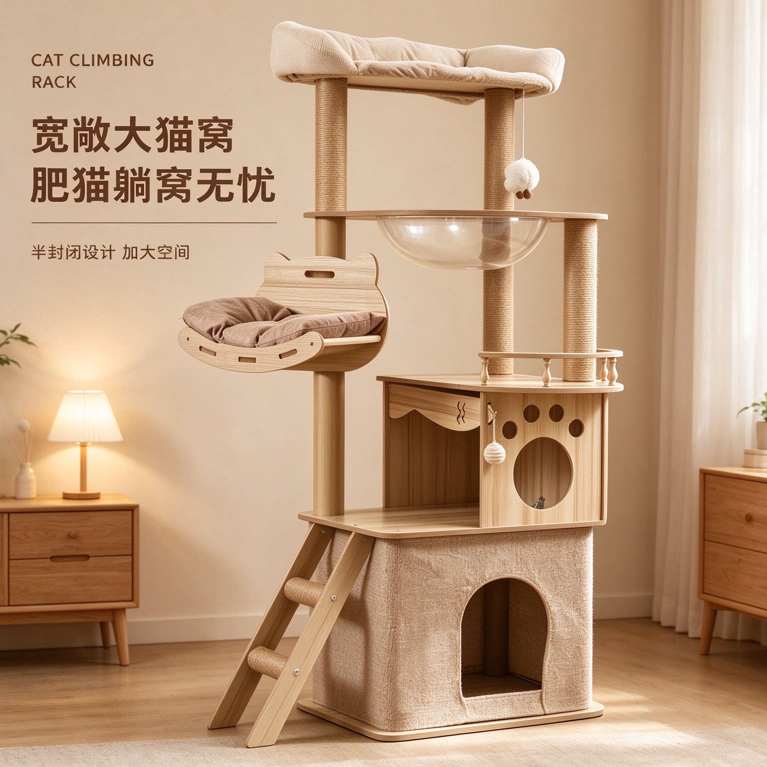小户型太空舱猫爬架猫窝一体