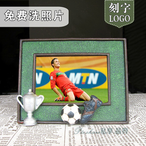足球创意工艺纪念礼品生日礼物比赛纪念奖品定制立体浮雕摆件相框