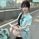 竹纤维上衣女 舞鸥薄荷绿收腰款 短袖 JK衬衫 原创日系学院风制服夏季