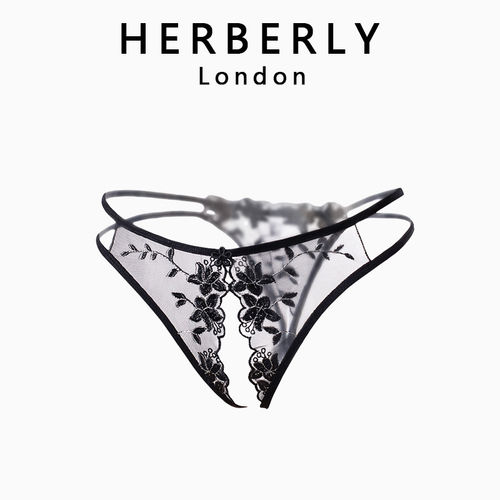 英国HERBERLY性感刺绣透视丁字裤