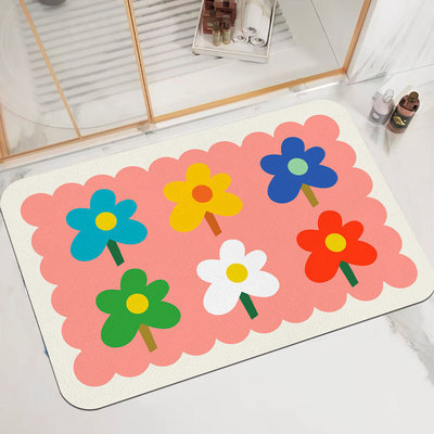 小清新硅藻泥地垫卡通小狗卫生间门口防滑垫家用长方形浴室地垫