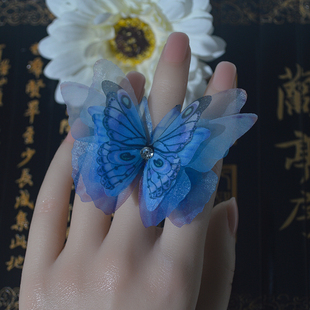 超仙高级感宫廷优雅仙女风指环 森系仿真蝴蝶开口戒指小众设计个性