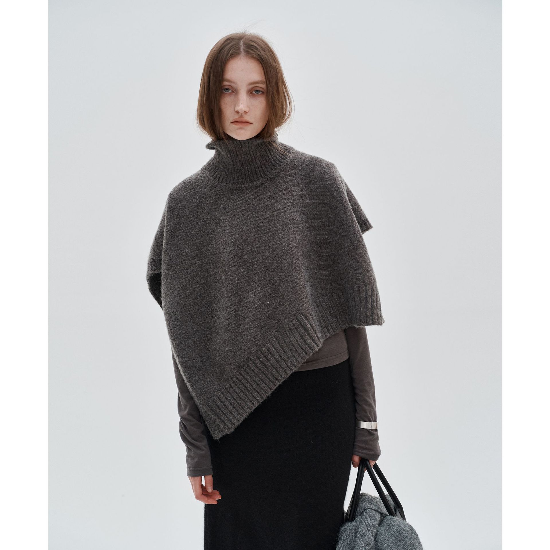 Textile Song小众不规则毛衣围巾女冬季高级感外搭针织大衣披肩